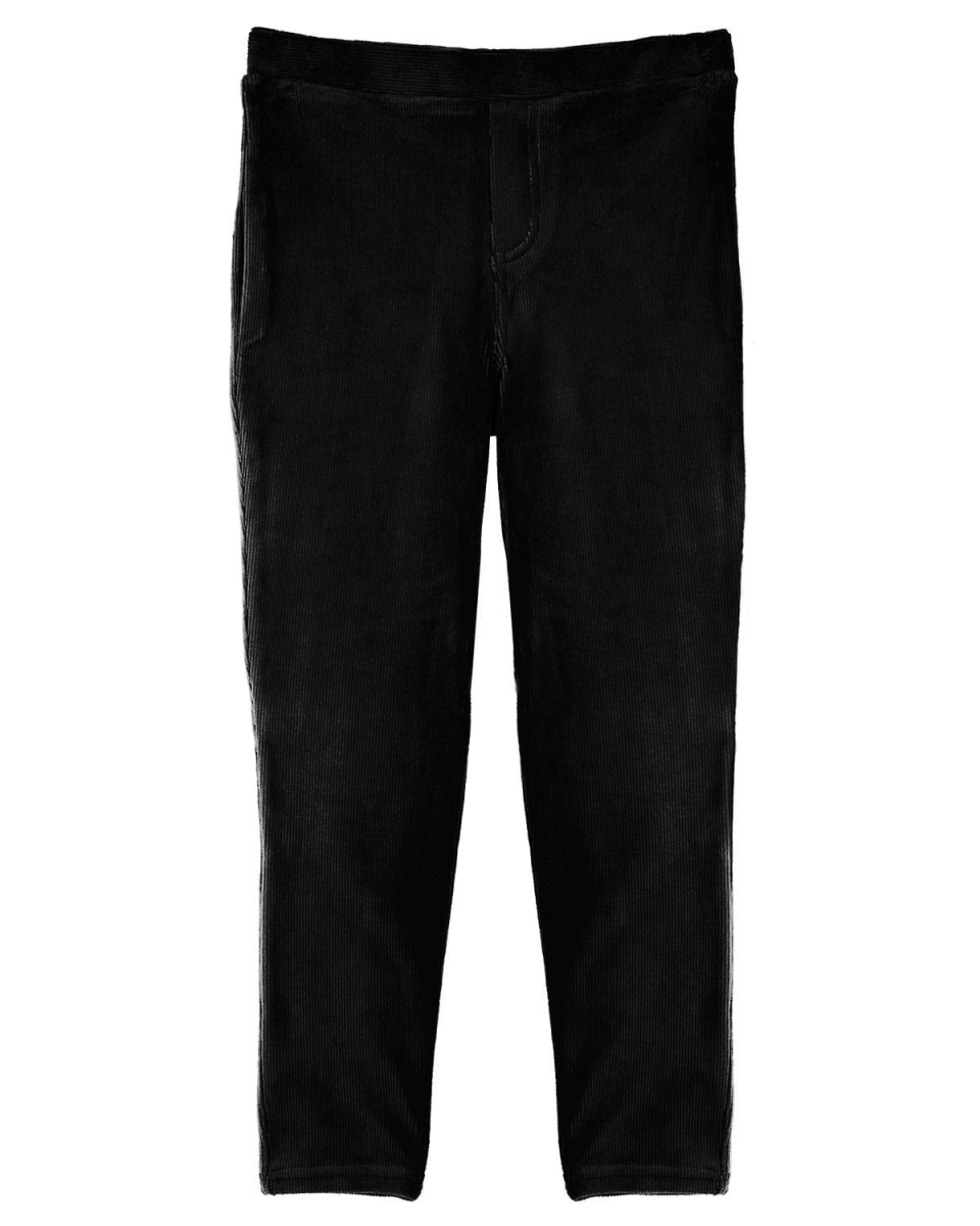 Girls' Thin Ribbed Comfort Stretch Cotton Blend Leggings - Black / 2-4