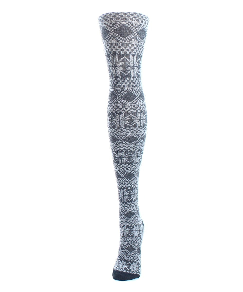 MF5-111-00001-S-M Flake Zone Sweater Tights for Womens, Black - Small-Medium