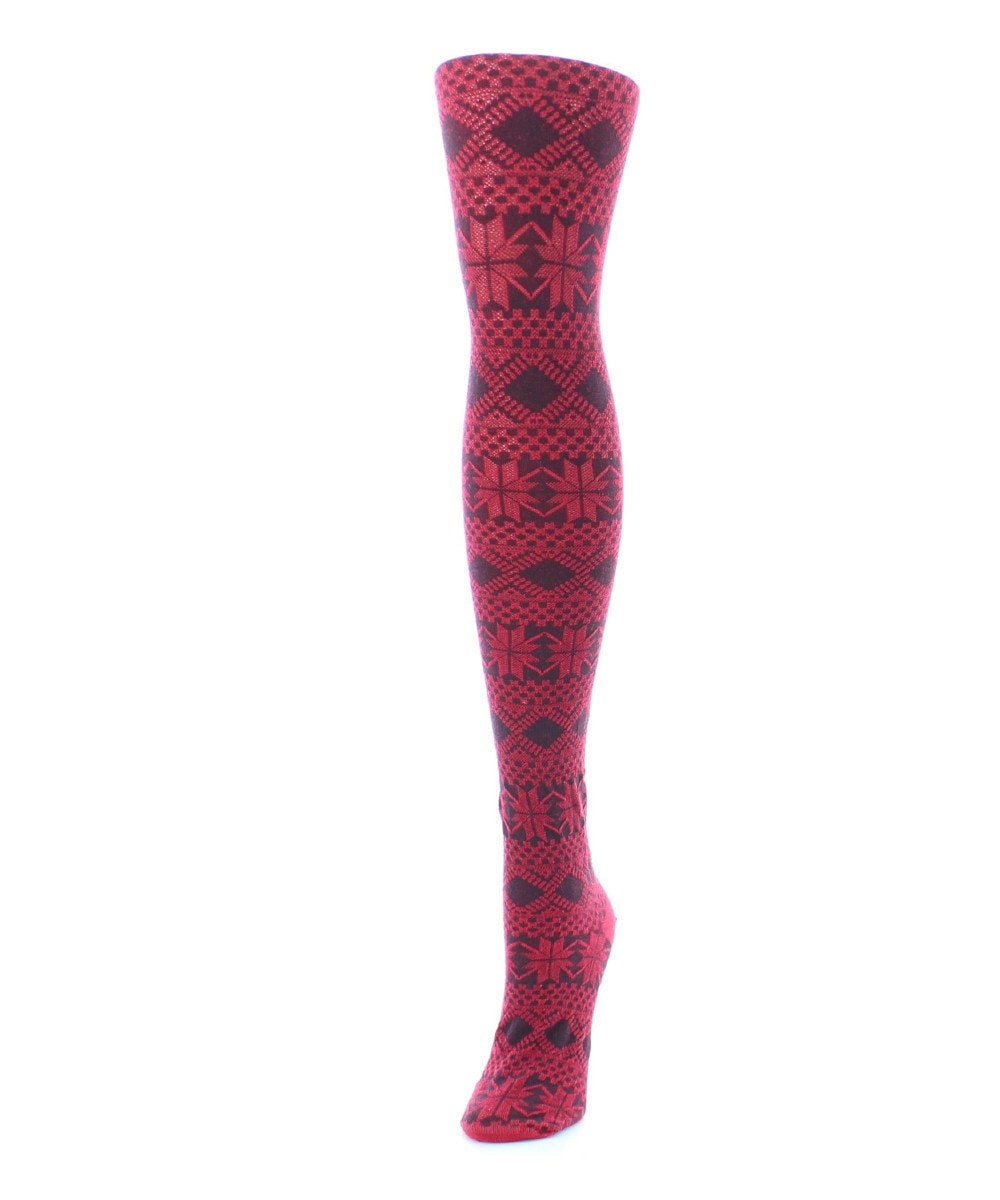 MF5-111-62009-M-L Flake Zone Sweater Tights for Womens, Red - Medium-Large