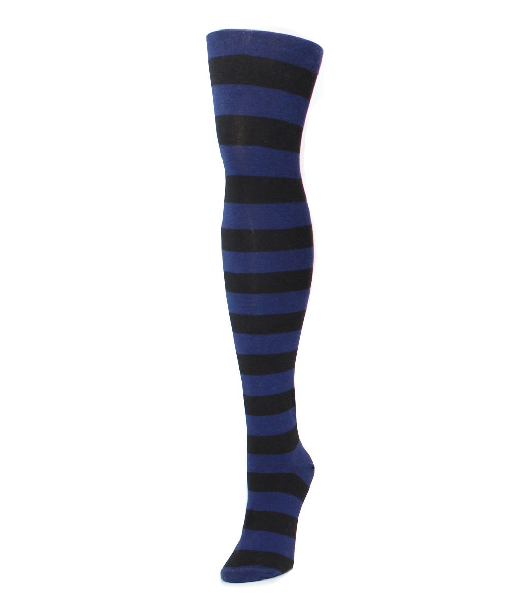 MF5-113-40100-S-M Grand Stripe Sweater Tights for Womens, Peacoat - Small-Medium