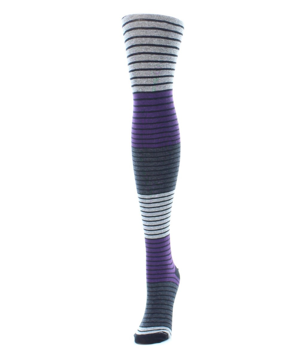 Gradient Stripes Sweater Tights for Womens Purple Pennant - Small-Medium