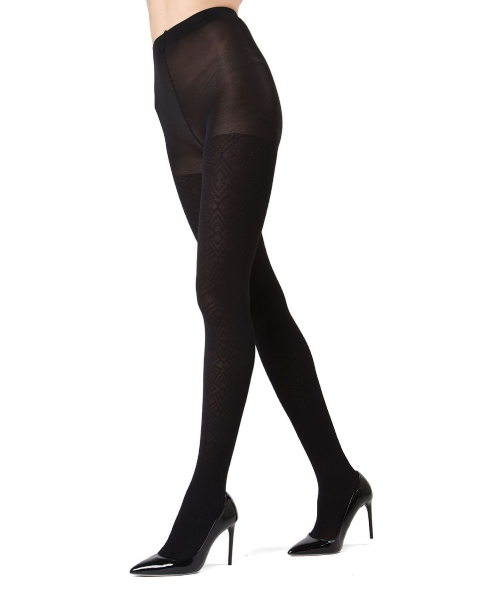 MO-103-00001-S-M Graphection Opaque Tights for Womens, Black - Small-Medium
