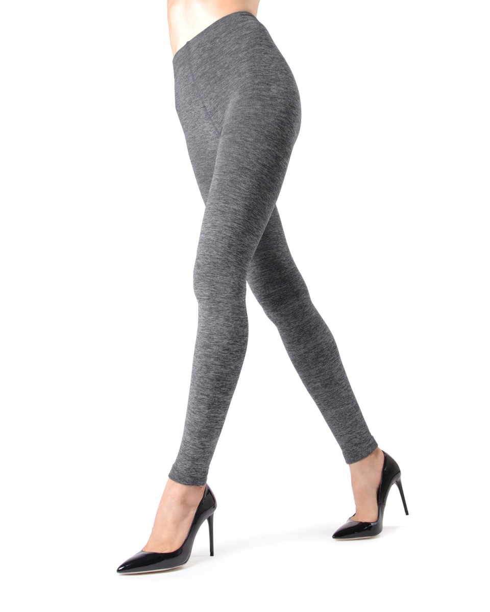 MO-154-00001-M-L Spacedye Plush Lined Tights for Womens, Black - Medium-Large