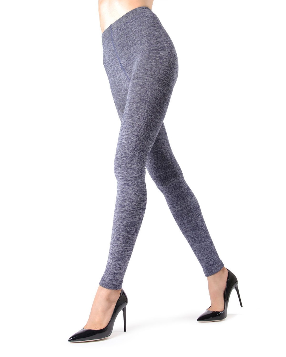 MO-154-40602-M-L Spacedye Plush Lined Tights for Womens, Denim - Medium-Large