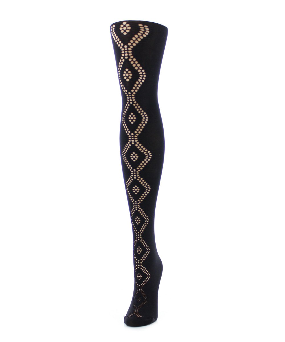 MF5-155-00001-S-M Chic Drop Fashion Opaque Tights for Womens, Black - Small-Medium