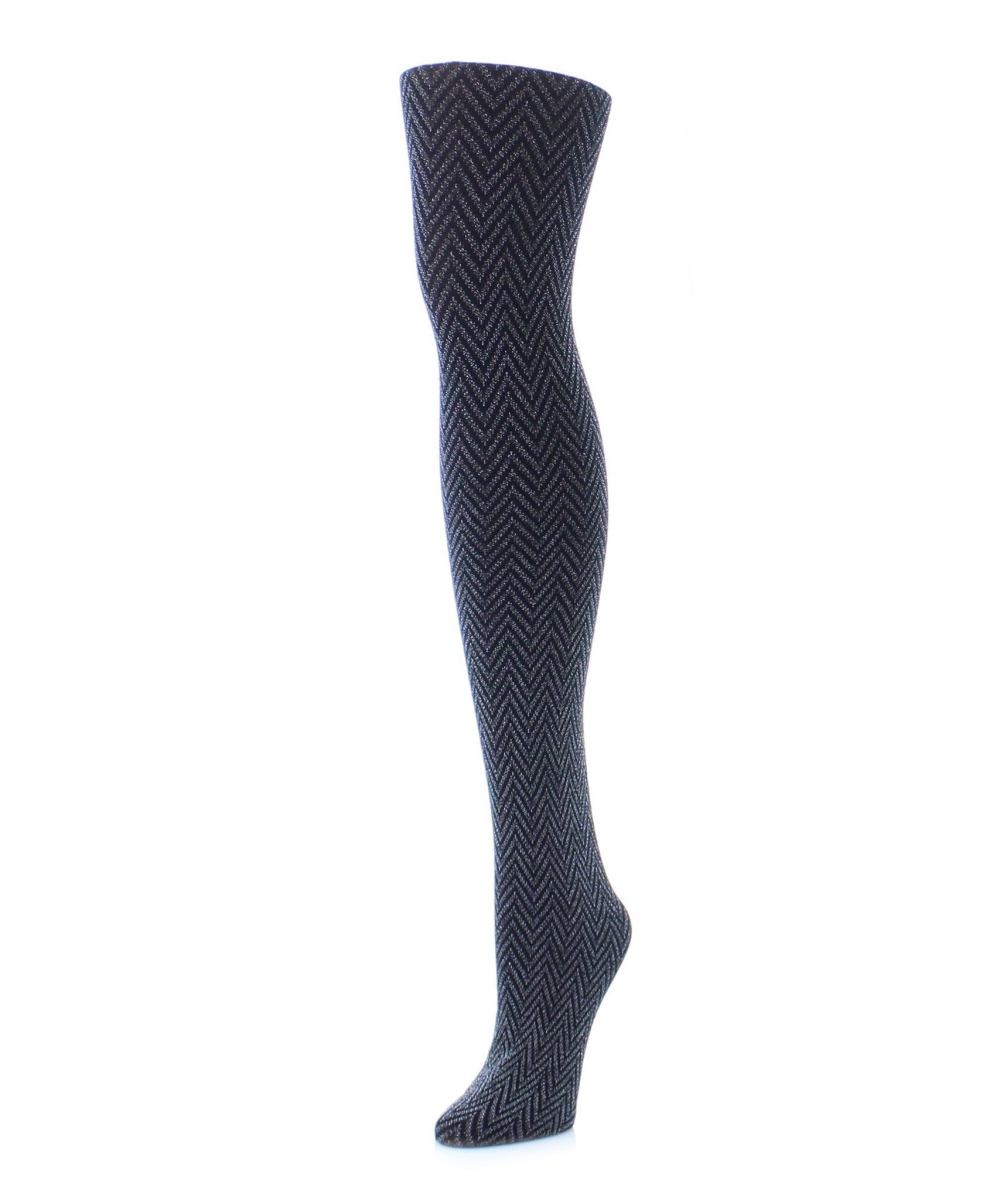 MF5-194-96011-S-M Textron Glam Tights for Womens, Black & Silver - Small-Medium
