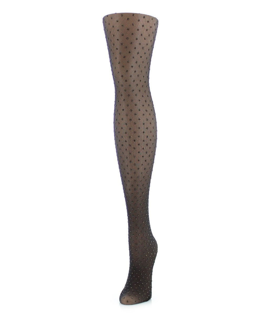 MF5-198-00014-S-M Sparkle Specs Glam Tights for Womens, Black & Gold - Small-Medium