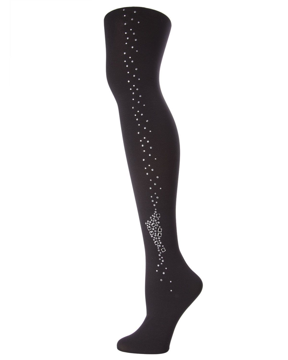 MF5-199-00001-S-M Falling Studs Glam Tights for Womens, Black - Small-Medium