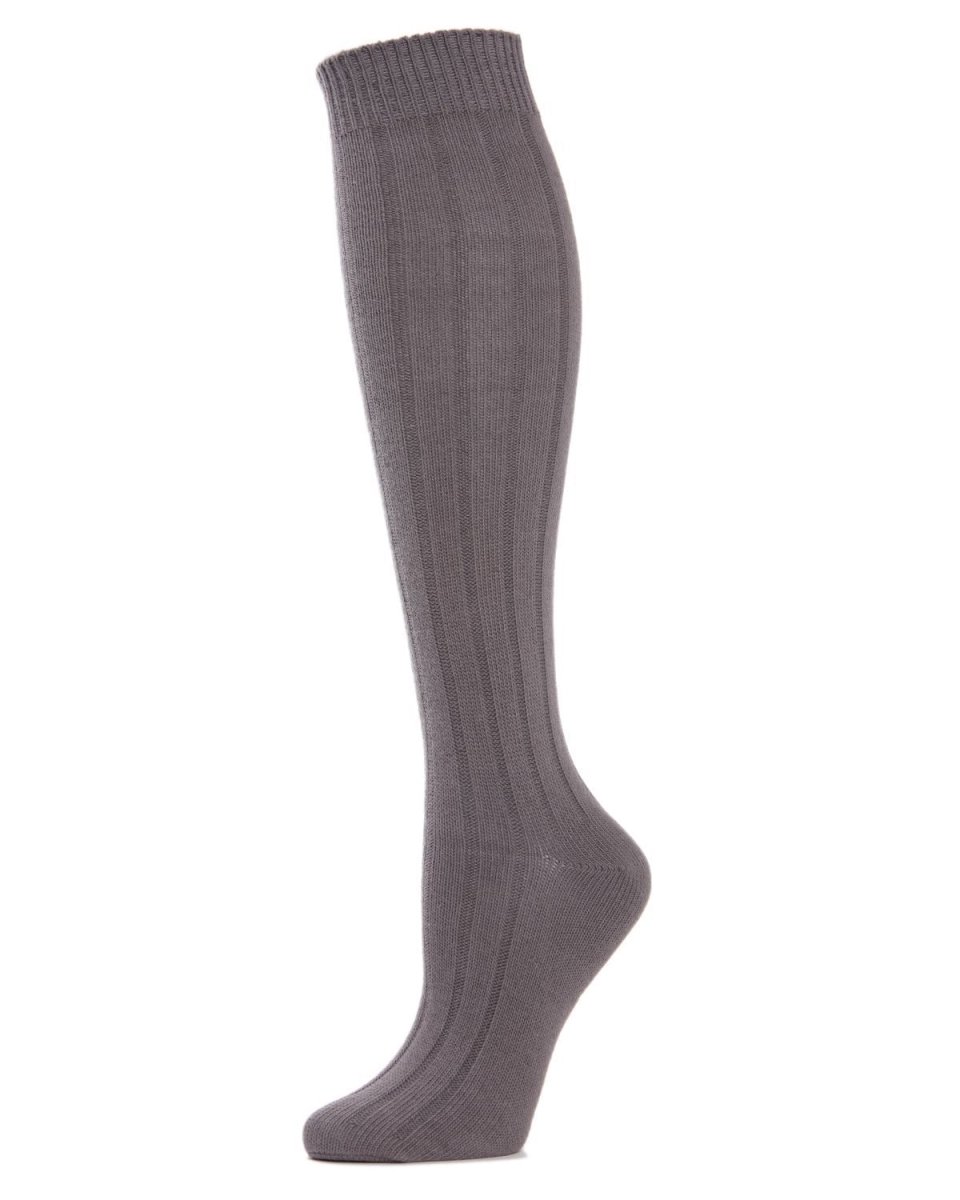MO-716-02107-OS Ribbed Knee High Socks for Womens, Pavement - One Size