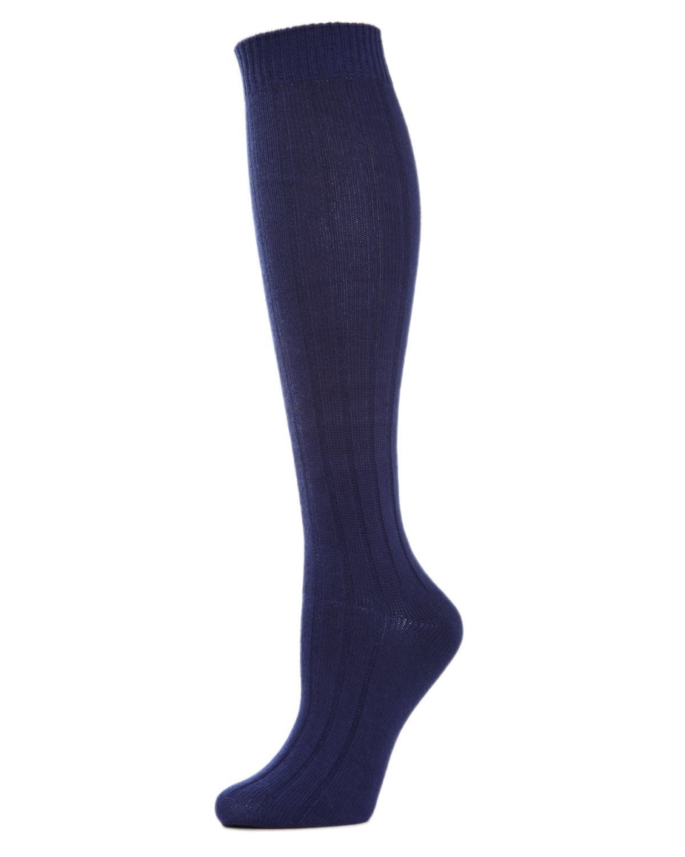 Ribbed Knee High Socks for Womens - Peacoat - One Size