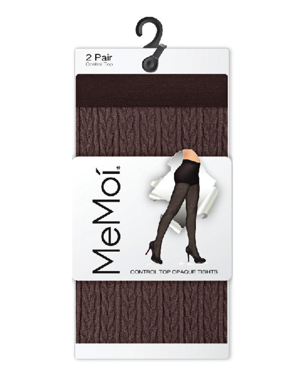 MJB-103-96100-S-M Braided Chain & Solid Control Top Tights for Womens, Brown - Small-Medium - Pack of 2