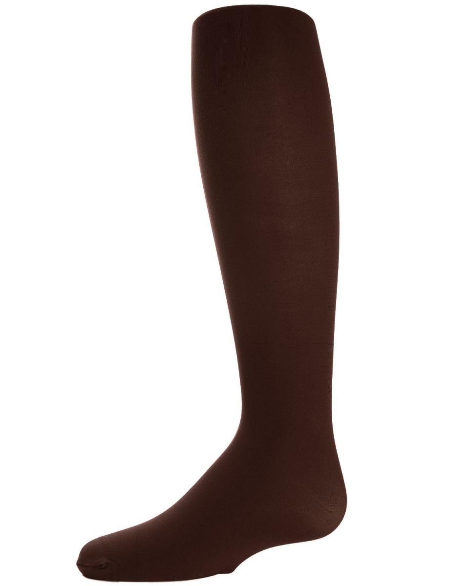 Girls Opaque Microfiber Matte Nylon/Spandex Winter Tights - Dark Brown / 2-4