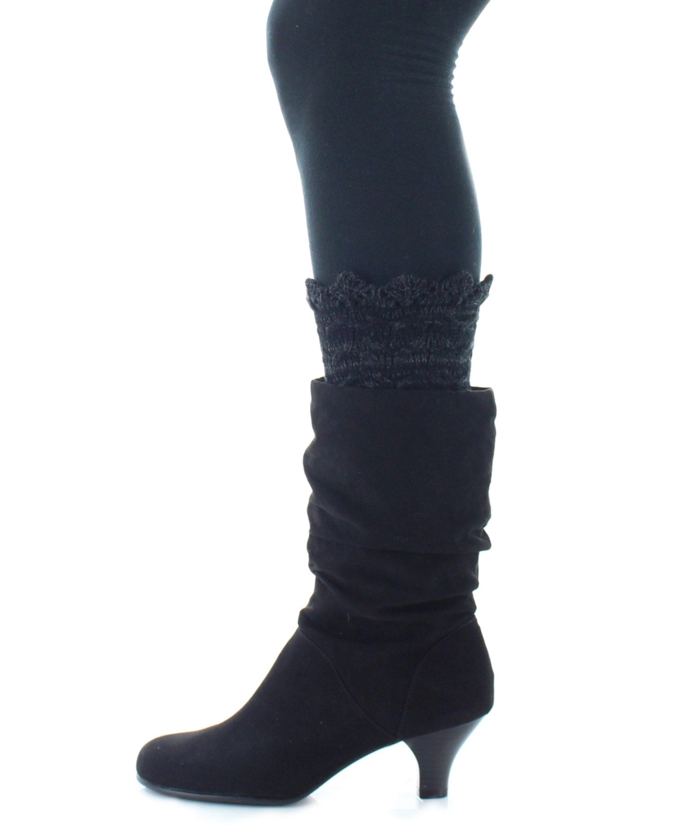 MF6-5013-00001-OS Cable Knit Sock Boot Toppers for Womens, Black - One Size