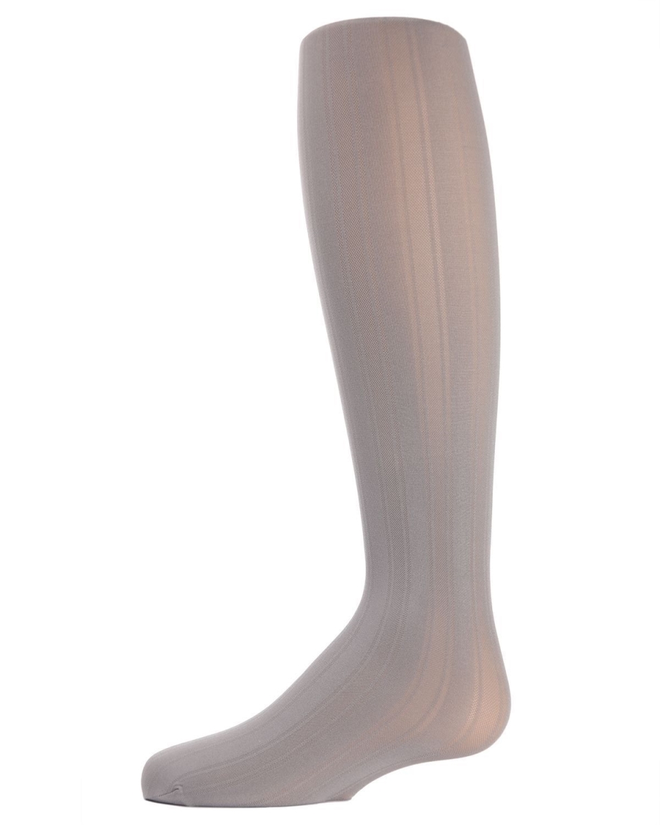 MK-226-06018-4-6 Girls Essentials Vertical Stripe Tights, Light Gray - Size 4-6