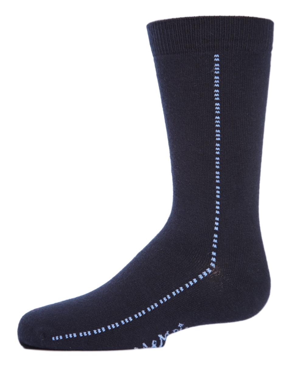 MK-115-40120-10-B Dots on Down Boys Crew Socks, Navy - Size 10-B