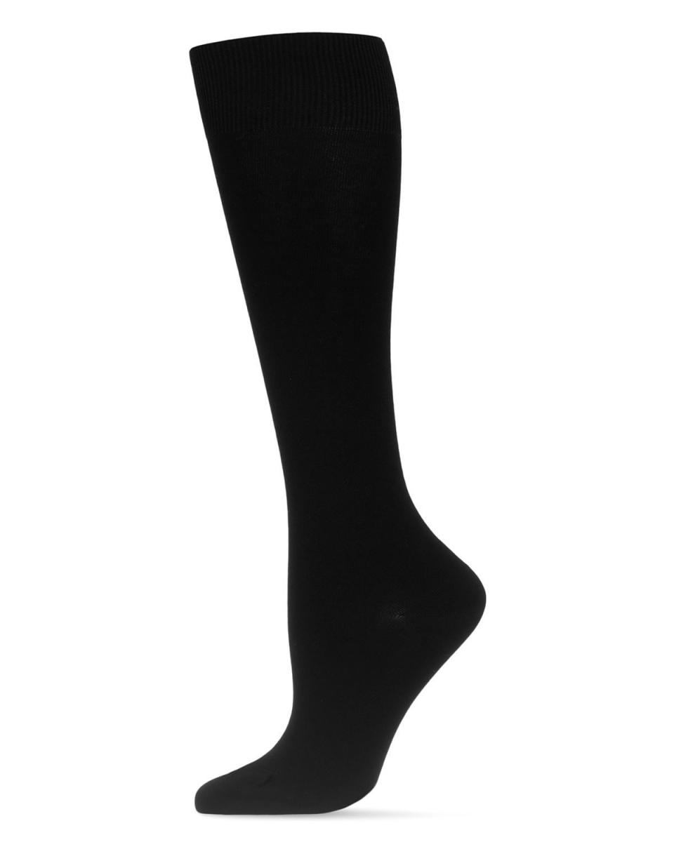 Cotton Knee High Socks for Womens - Black - Size 11-13