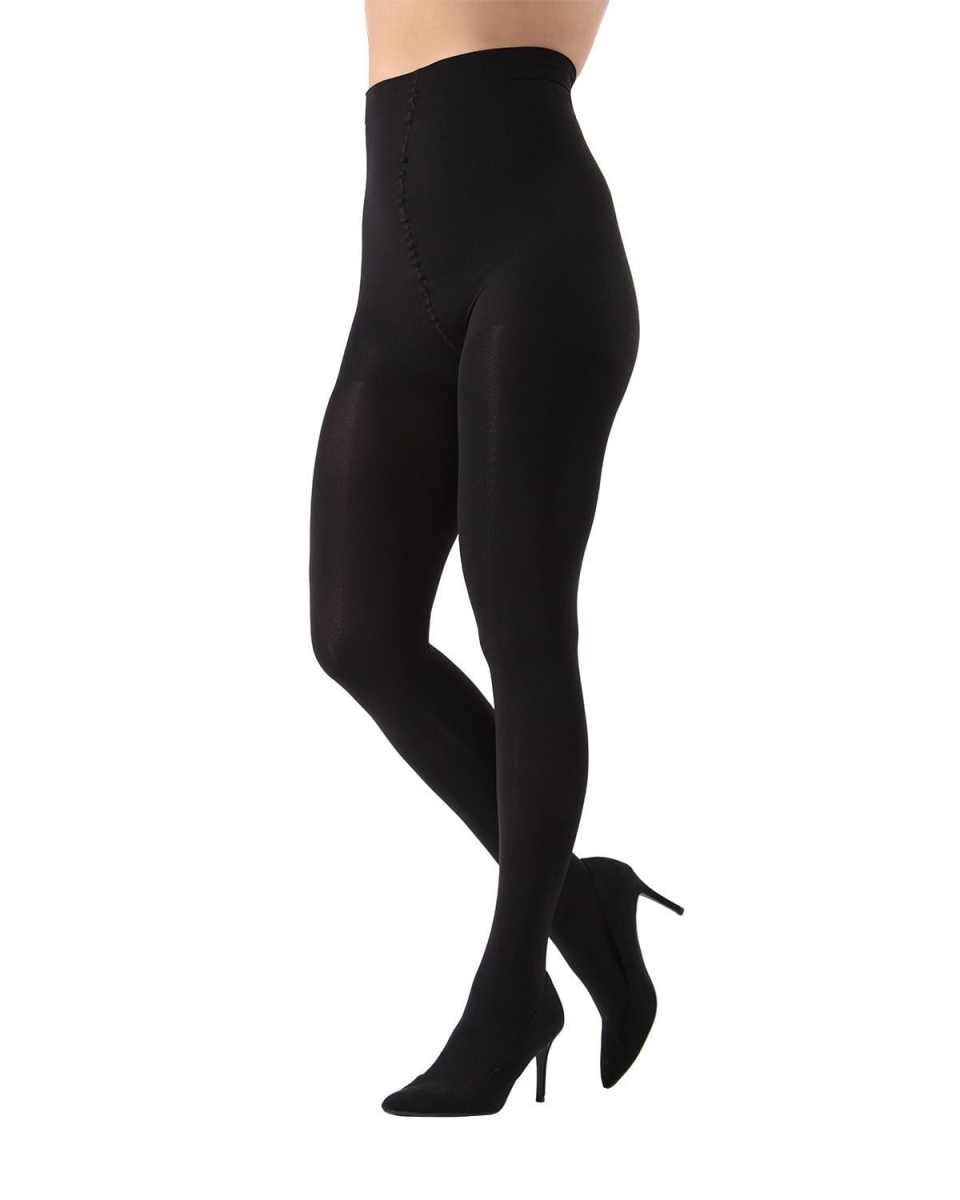 MO-336-00001-L-XL Completely Opaque Control Top Tights for Womens, Black - Large-Extra Large