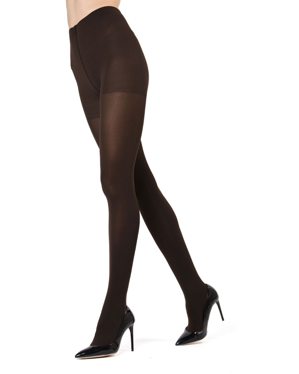 MO-336-20000-Q1-2 Completely Opaque Control Top Tights for Womens, Brown - Size Q1-2