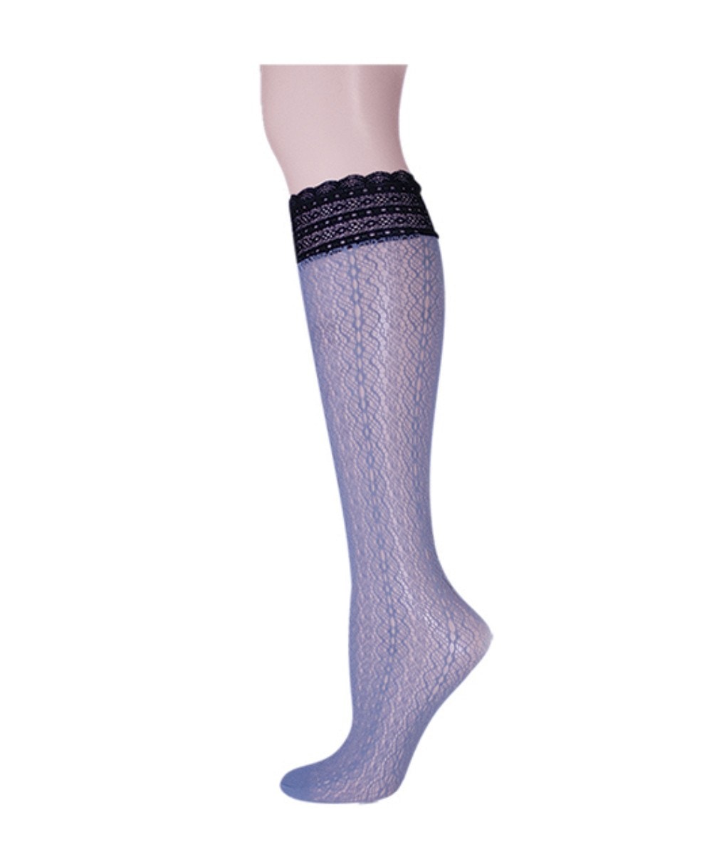 MS1-705-96043-OS Ornate Net Knee High Sock for Womens, Summer Clouds - One Size