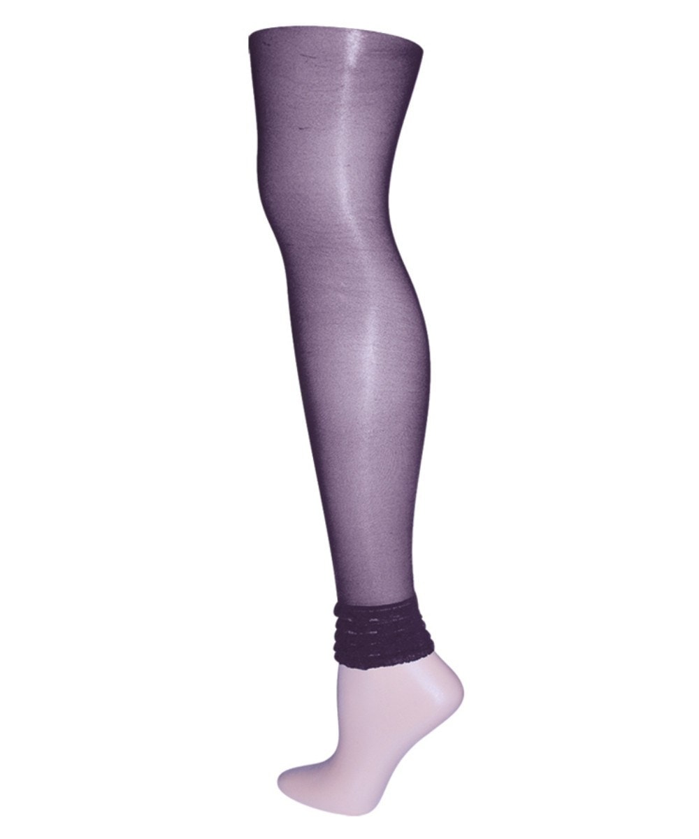 MS1-206-96050-S-M Layered Ruffles Sheer Footless Tights for Womens, Thunder - Small-Medium