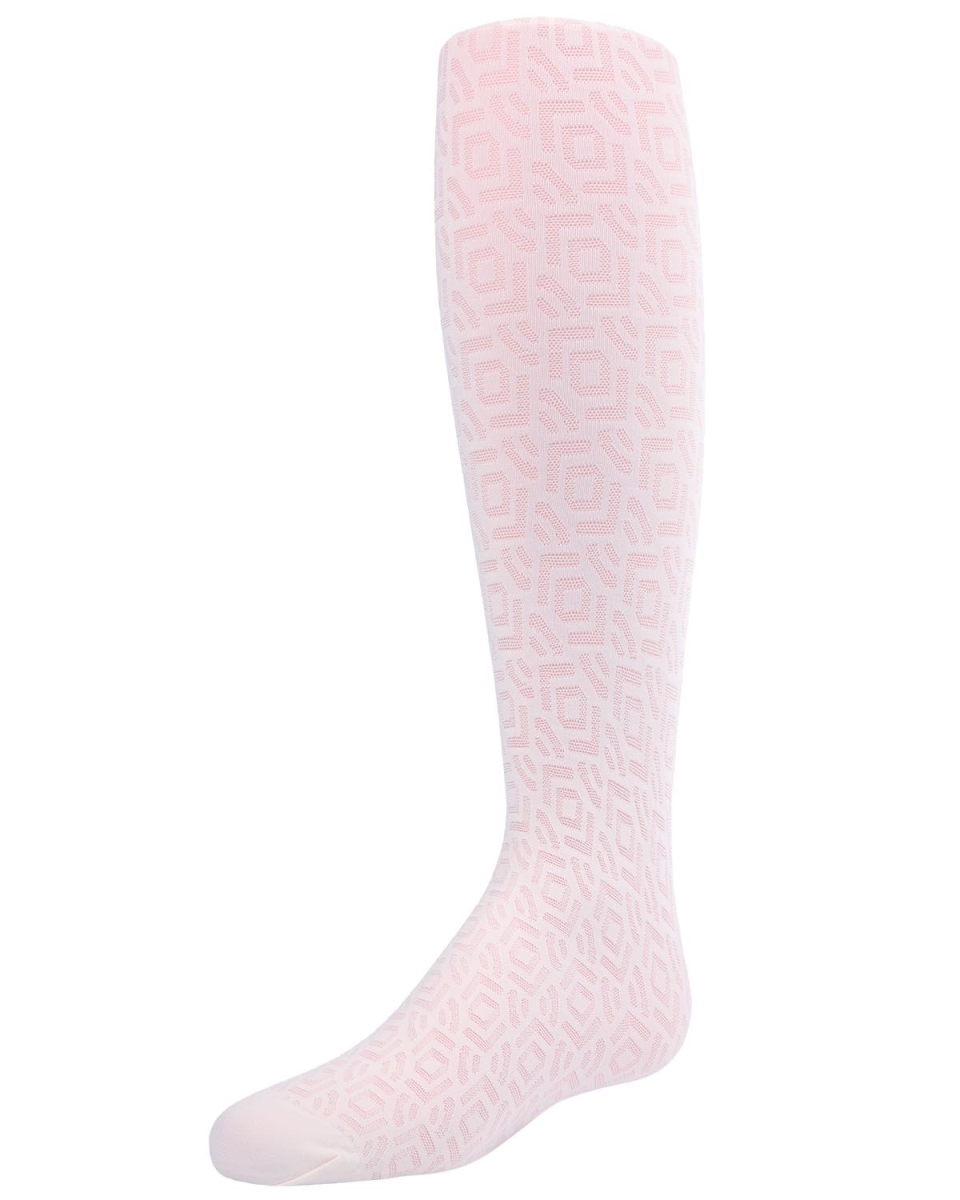 Sheer Geo Girls Tights, White - Size 2-4