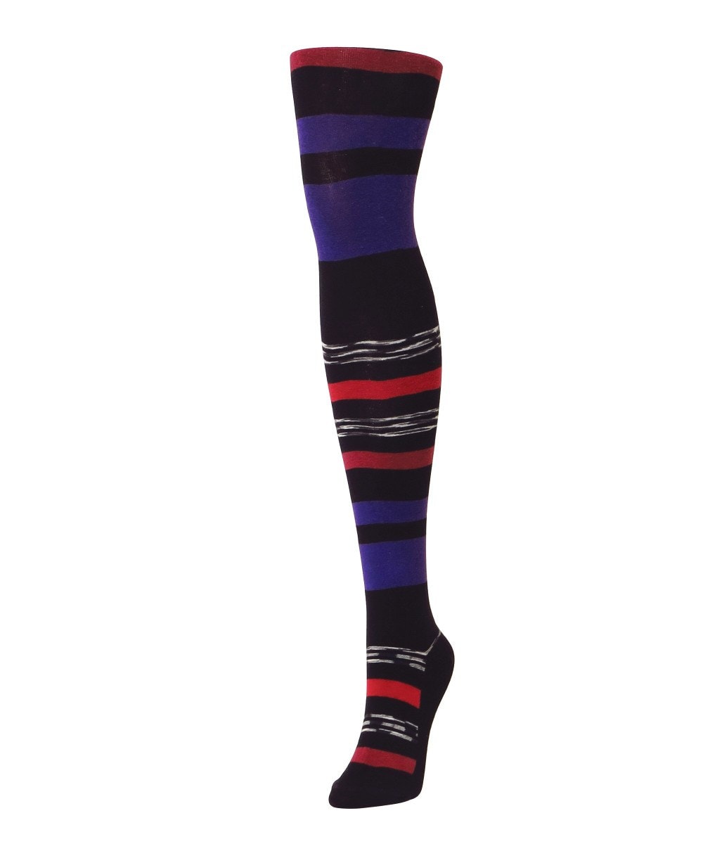MF3-120-00001-S-M Stripe Palette Sweater Tights for Womens, Black - Small-Medium