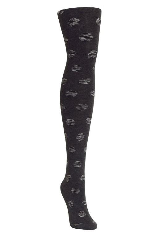 MF3-123-02306-S-M Dotted Blend Sweater Tights for Womens, Dark Gray Heather - Small-Medium