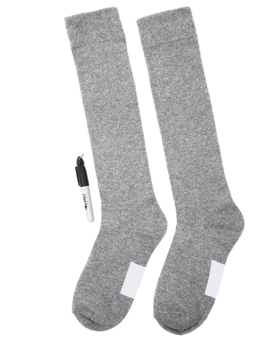 PROMO710-06018-9-11 Write on Camp Kids Knee High Socks, Light Gray - Size 9-11 - Pack of 3