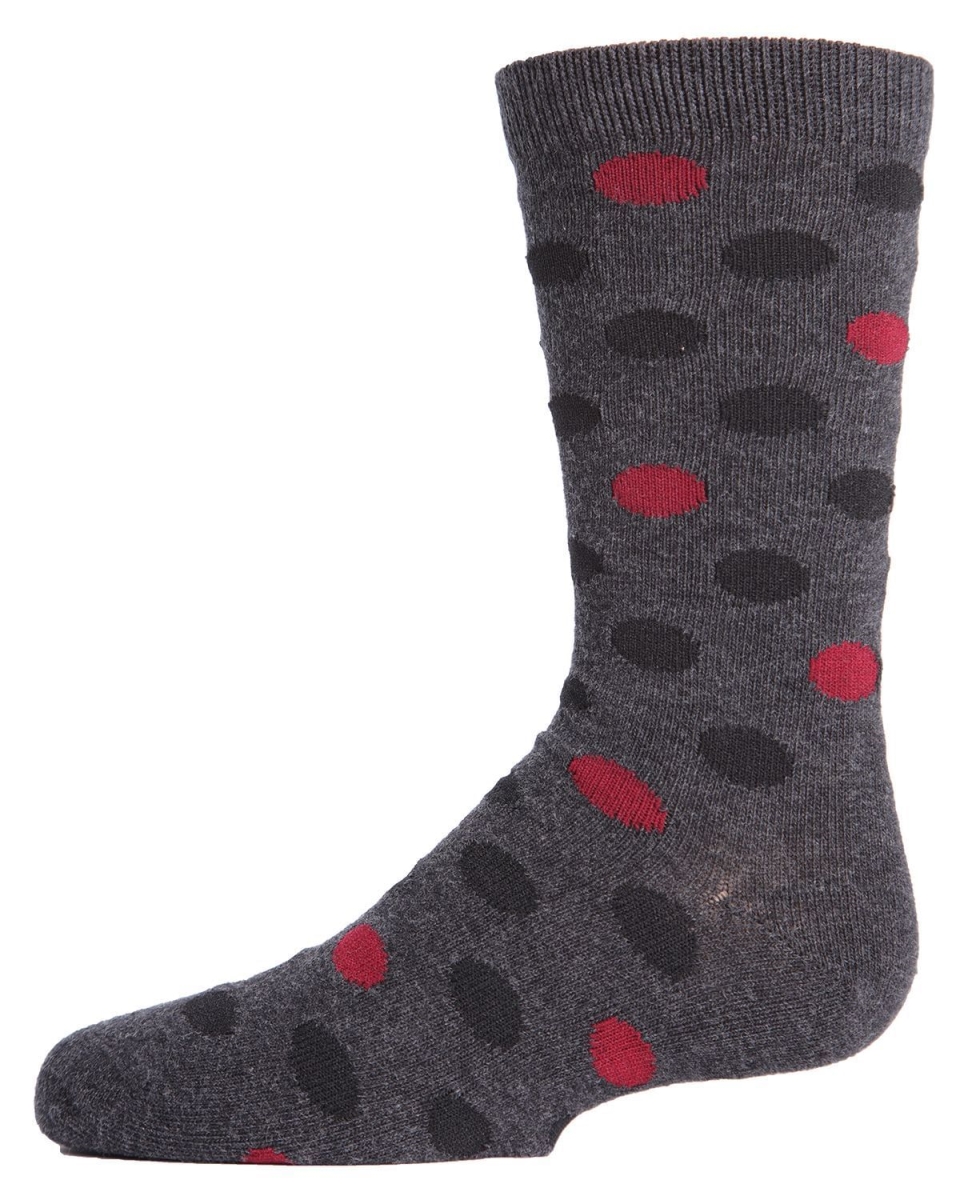 MK-175-02306-89 Spots & Dots Boys Crew Socks, Dark Gray Heather - Size 8-9