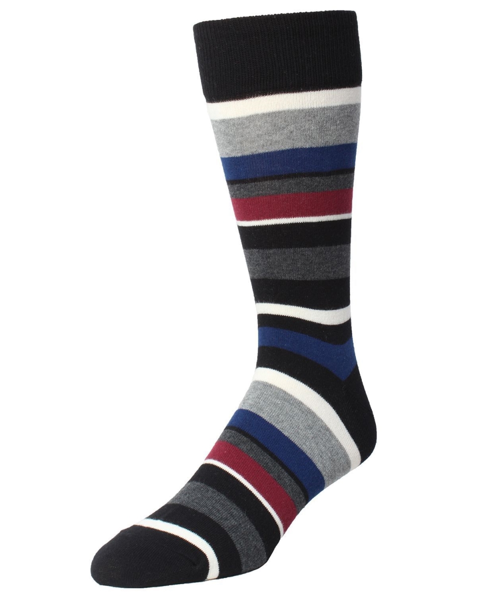 MK-176-00001-89 Bright Stripes Boys Crew Socks, Black - Size 8-9