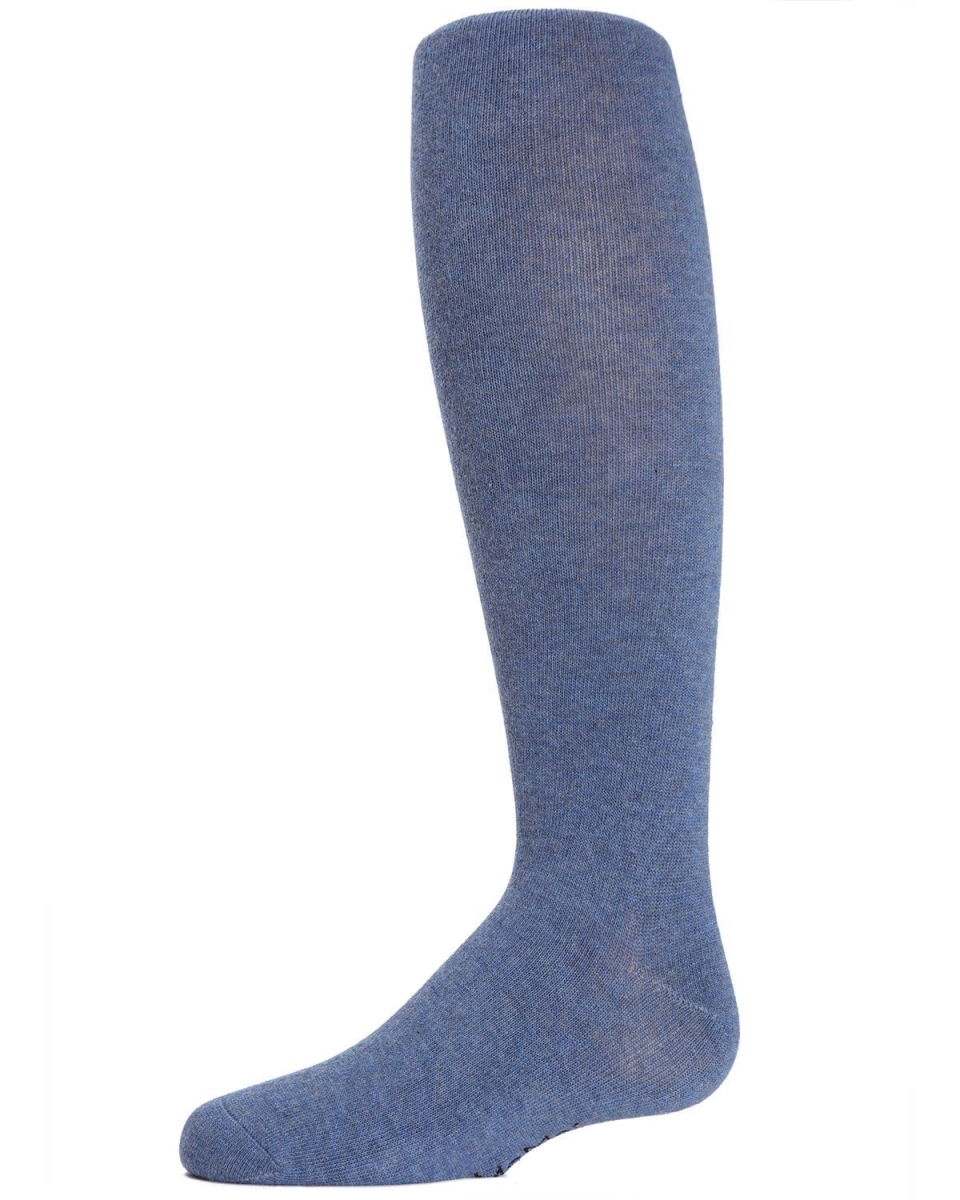 Girls Ultra-Soft Opaque Cotton-Rich Mini-Ribbed Sweater Tights - Light Denim / 10