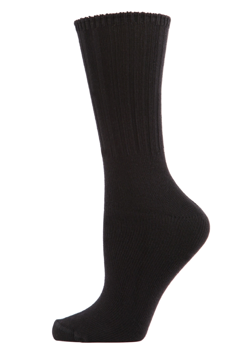 EM-210-6-00001-9-11 Organic Cotton Casual Crew Socks for Womens, Black - Size 9-11 -  Memoi
