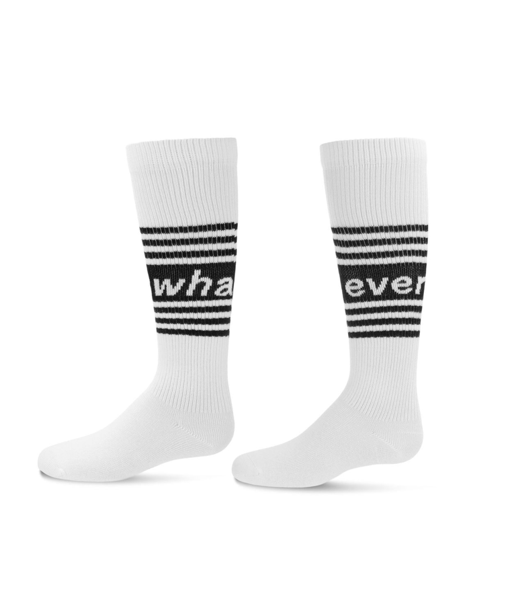 MKF-7059-10103-6 Whatever Girls Knee High Socks, White - Size 6