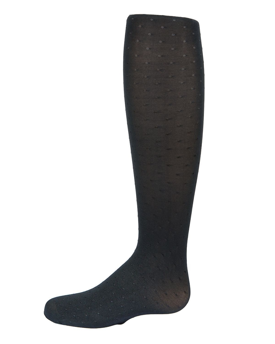 MKF-4032-00001-2-4 Shiny Dot Girls Tights, Black - Size 2-4