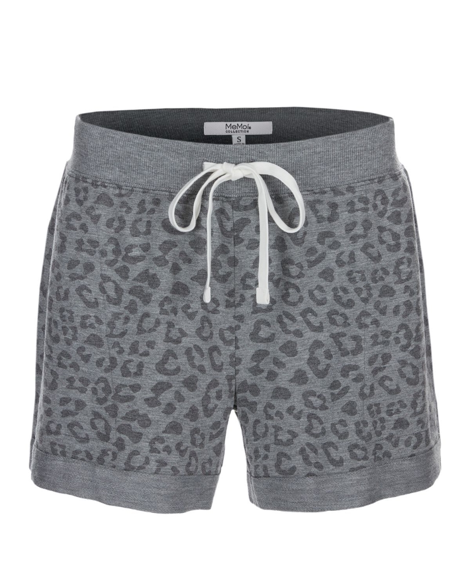 CSH06931-02116-M Leopard Terry Lounge Short for Womens, Gray Heather - Medium