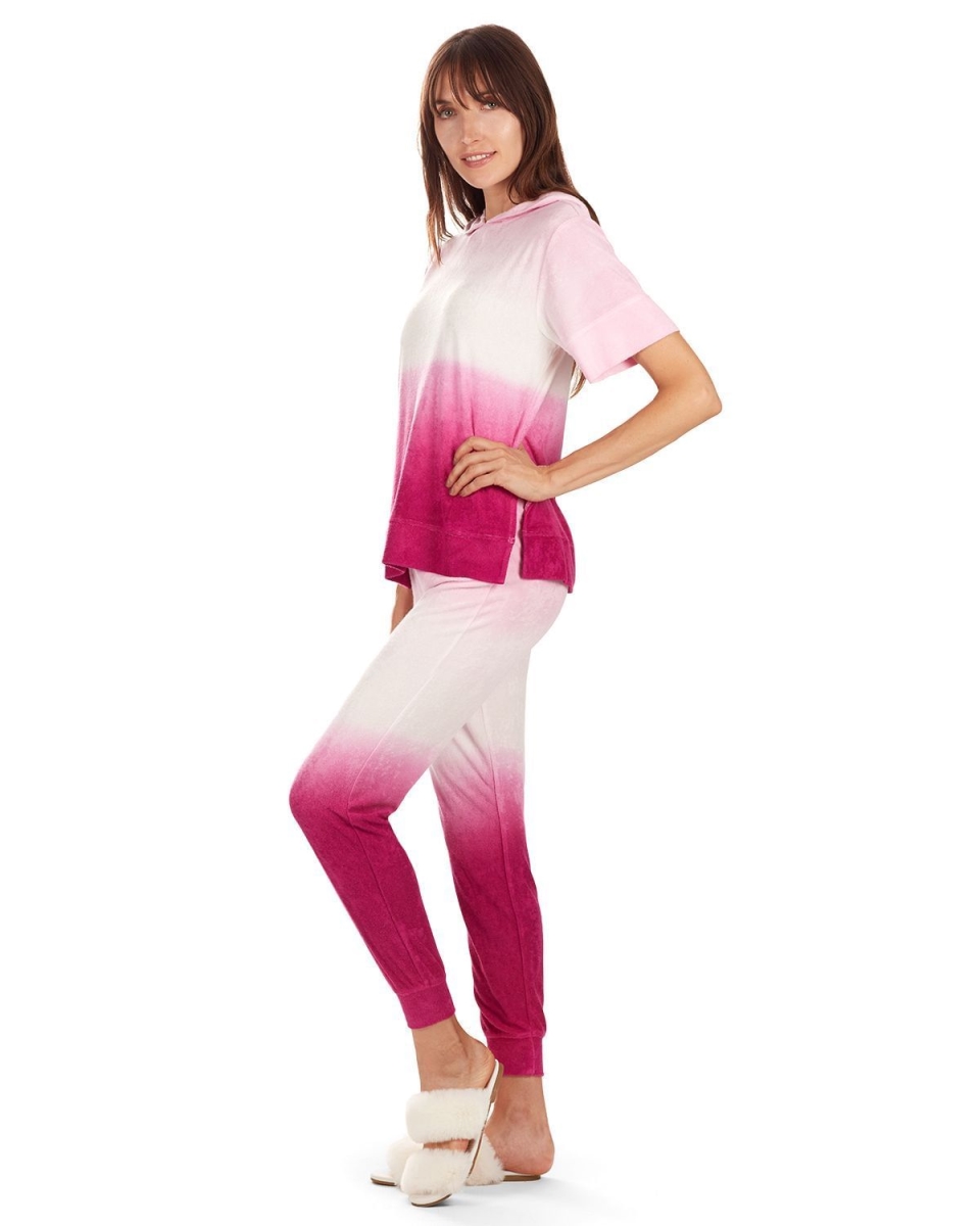 CTS07357-54005-M Dip Dye Yummy Terry Hoodie for Womens, Fuchsia - Medium