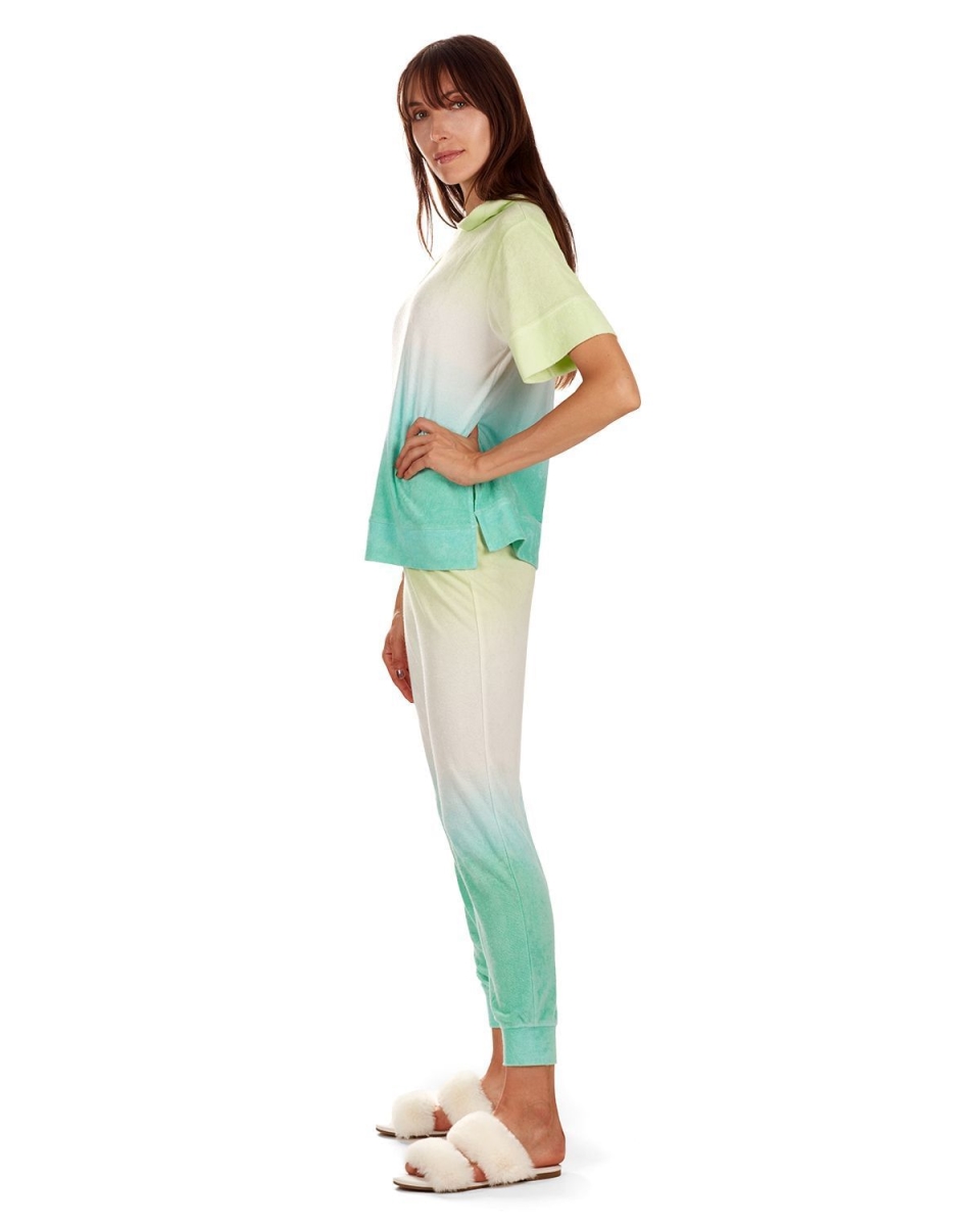 Picture of Memoi CJG07359-45001-XL Dip Dye Yummy Terry Jogger for Womens, Aqua - Extra Large