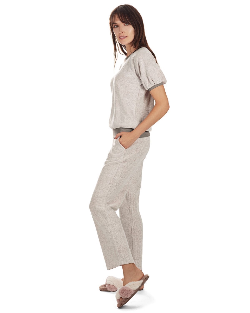 Women's Bamboo-Blend Spa Terry Matching Top and Pants Set - Gray / XS