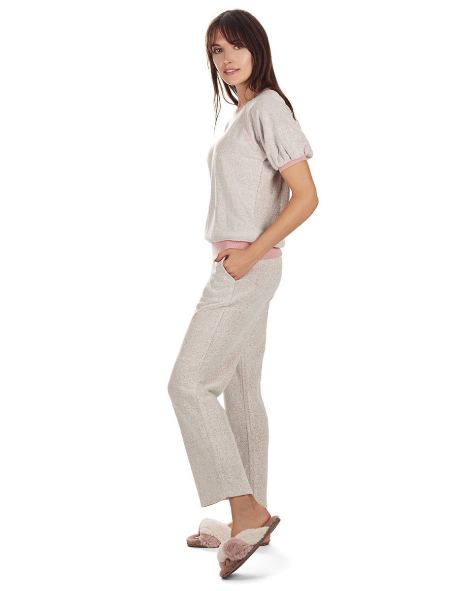 Women's Bamboo-Blend Spa Terry Matching Top and Pants Set - Pink / L