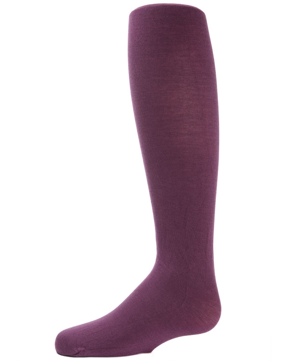 Pima Cotton Tights for Girls - Eggplant - Size 12-14