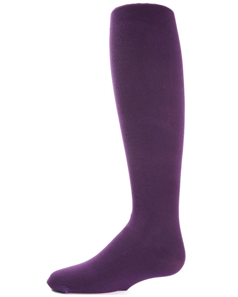 Pima Cotton Girls Tights - Deep Purple - Size 6-8