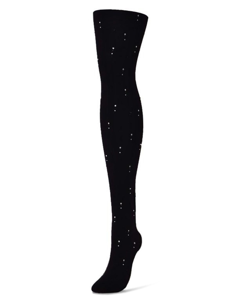 MF3-171-00001-S-M Glam Drop Opaque Tights for Womens, Black - Small-Medium