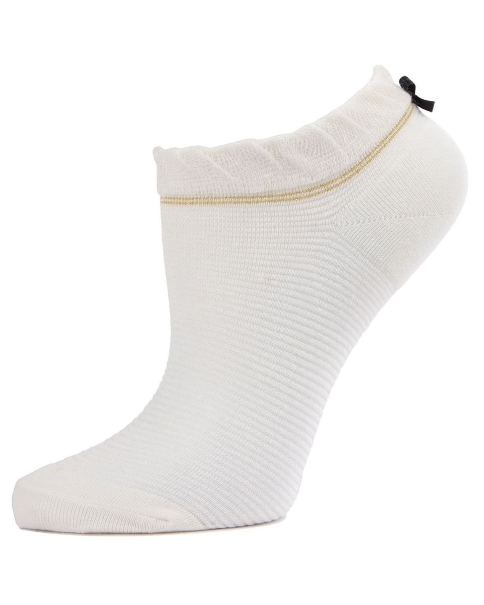 MWF-000070-75002-9-11 Striped Semi-Sheer Womens Low-Cut No Show Socks, Ivory - Size 9-11 -  Memoi