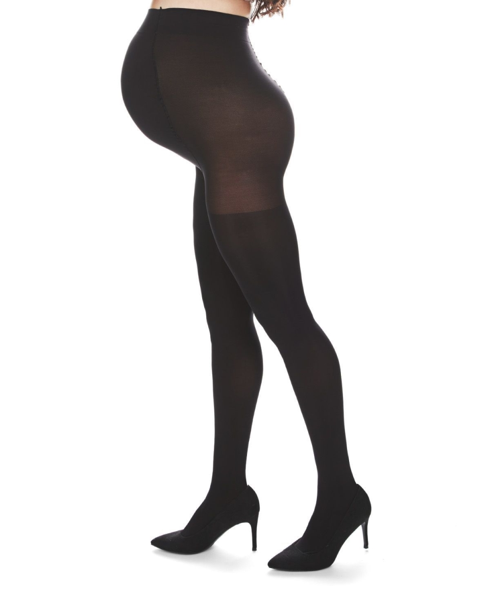 Women's Maternity Opaque 80-Denier Tummy-Support Comfort Tights - Black / S-M