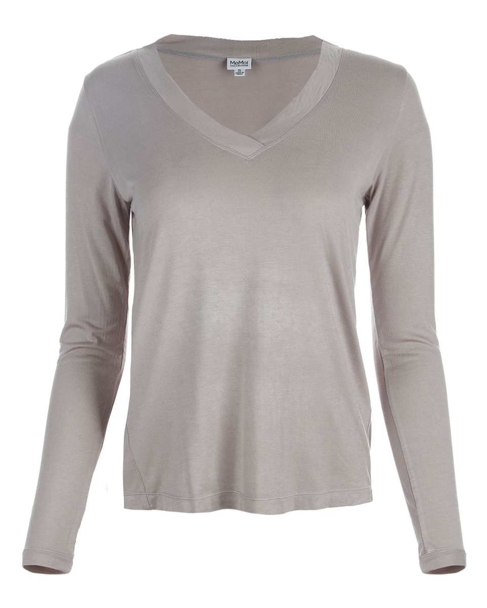 CTL06635-02050-XS Bamboo Relaxed Long Sleeve Top for Womens, Slate - Extra Small