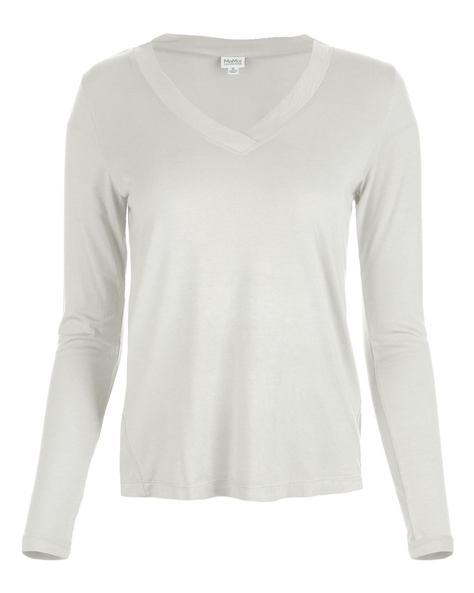CTL06635-75002-S Bamboo Relaxed Long Sleeve Top for Womens, Ivory - Small