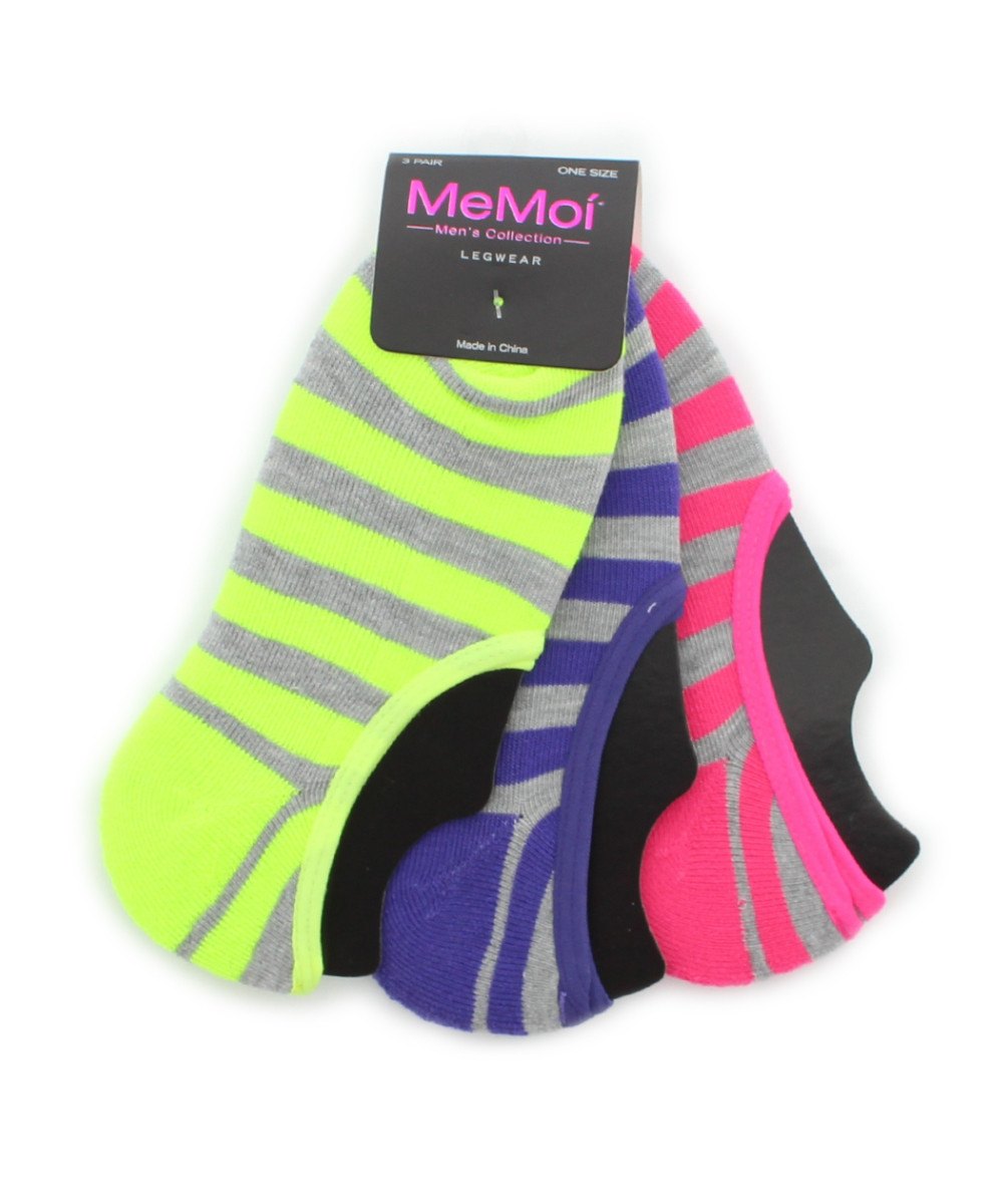 Picture of Memoi MS5-351-06005-OS Striped Half Cushioned Sock Liners for Women&#44; Gray Multicolor - One Size - Pack of 3