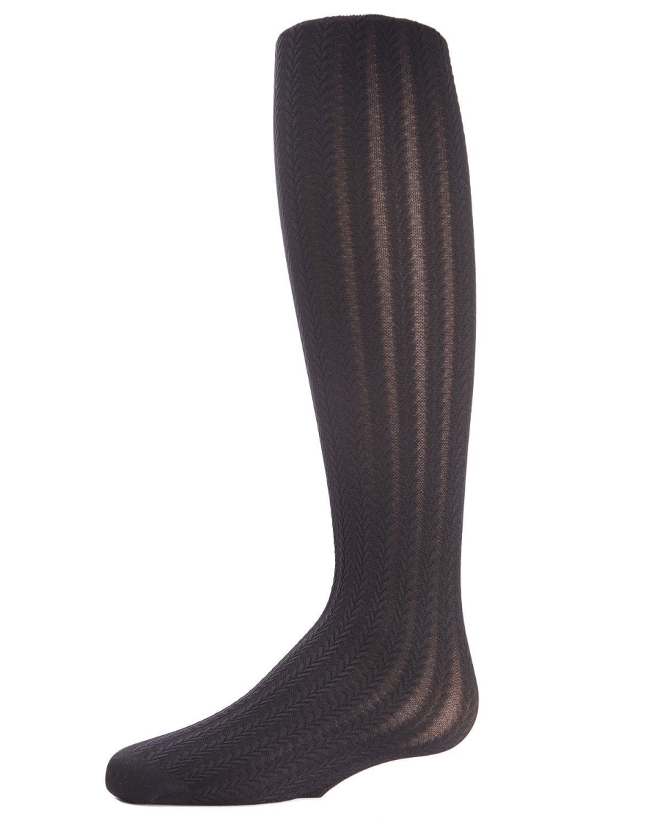 MK-705-00001-2-4 Classic Braid Pattern Girls Tights, Black - Size 2-4