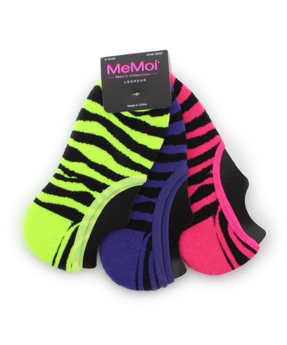 Picture of Memoi MS5-355-00008-OS Zebra Half Cushioned Sock Shoe Liners for Women&#44; Black Multicolor - One Size - Pack of 3