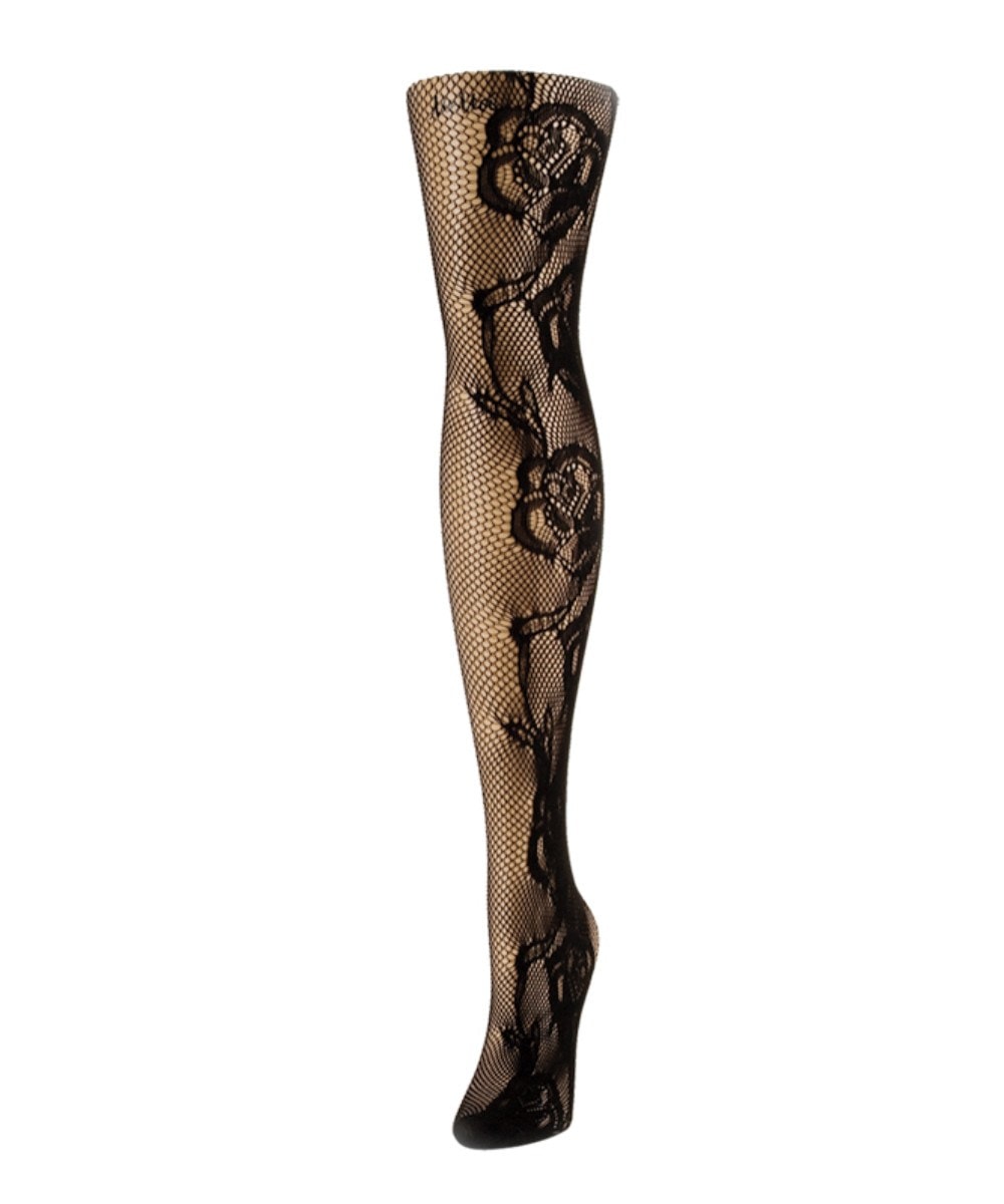 Picture of Memoi MS2-154-00001-S-M Botanica Net Tights for Womens, Black - Small-Medium